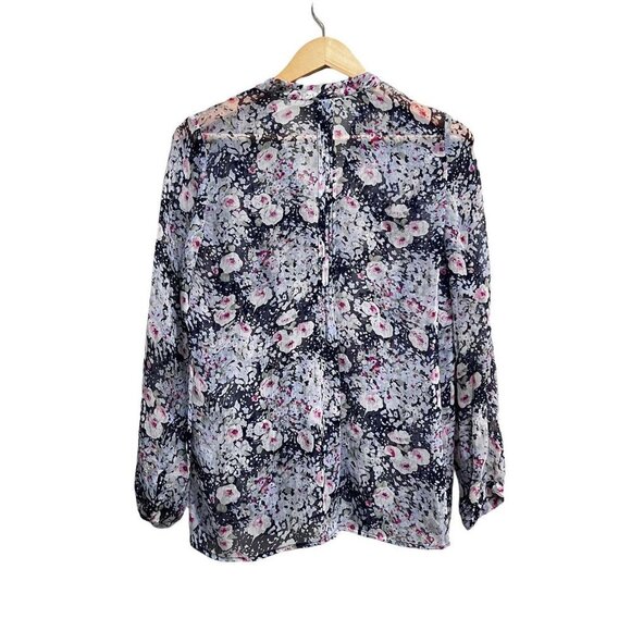 Joie Womens Multicolor Floral Long Sleeve Split Neck Pleated Blouse Top Size XS - Picture 4 of 12